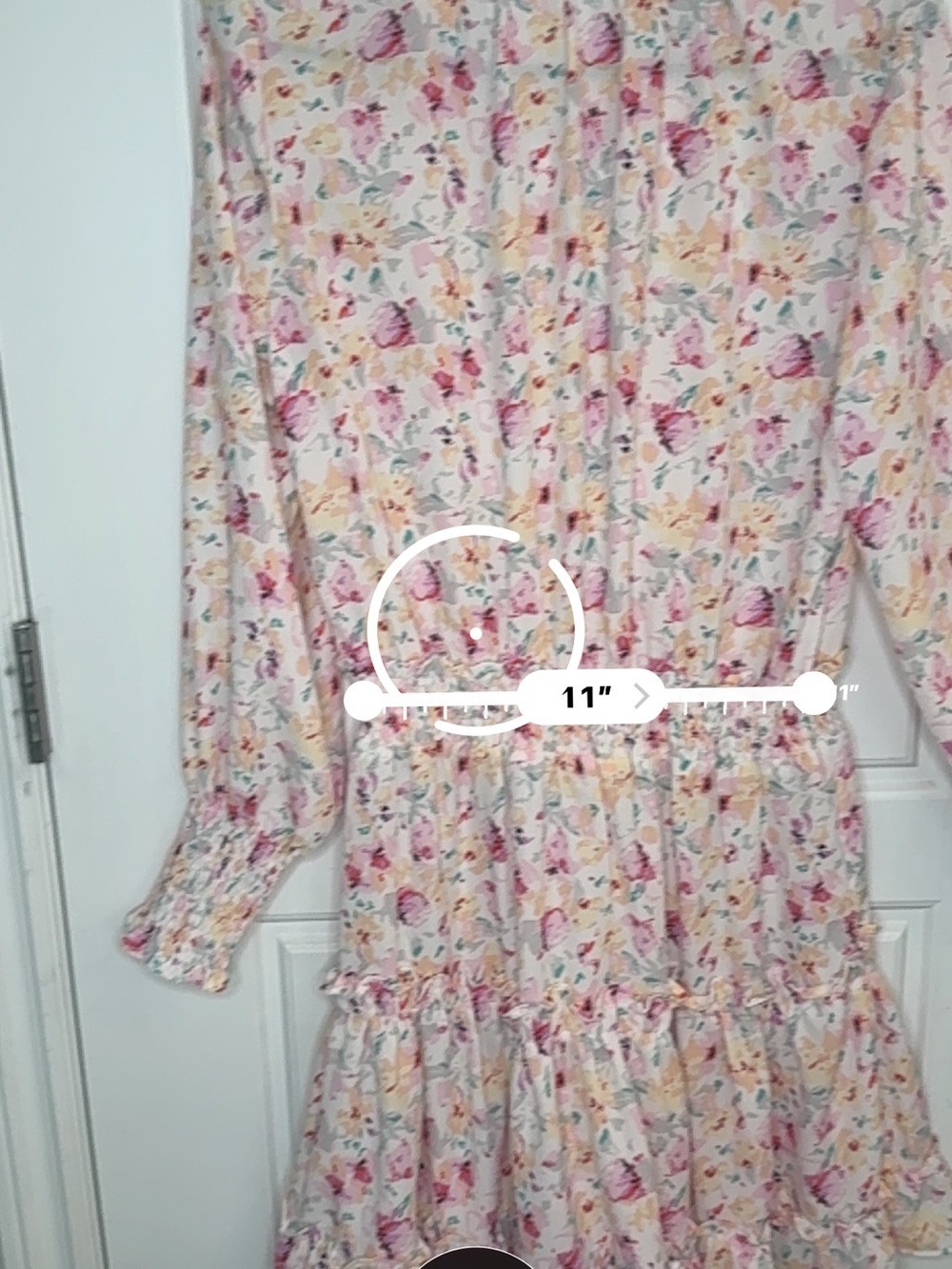 Vanilla Yellow Floral Mini Dress Long Sleeve Mock Neck Cream - Picture 9 of 11